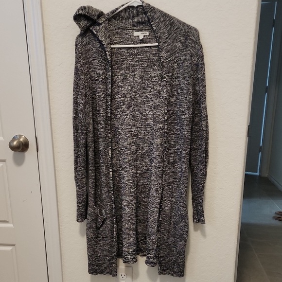 Sonoma Women's Black and White Hooded Cardigan - Picture 1 of 4
